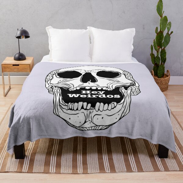 Morbid Podcast. Hey Weirdos skull Throw Blanket RB1506 product Offical Morbid Podcast Merch